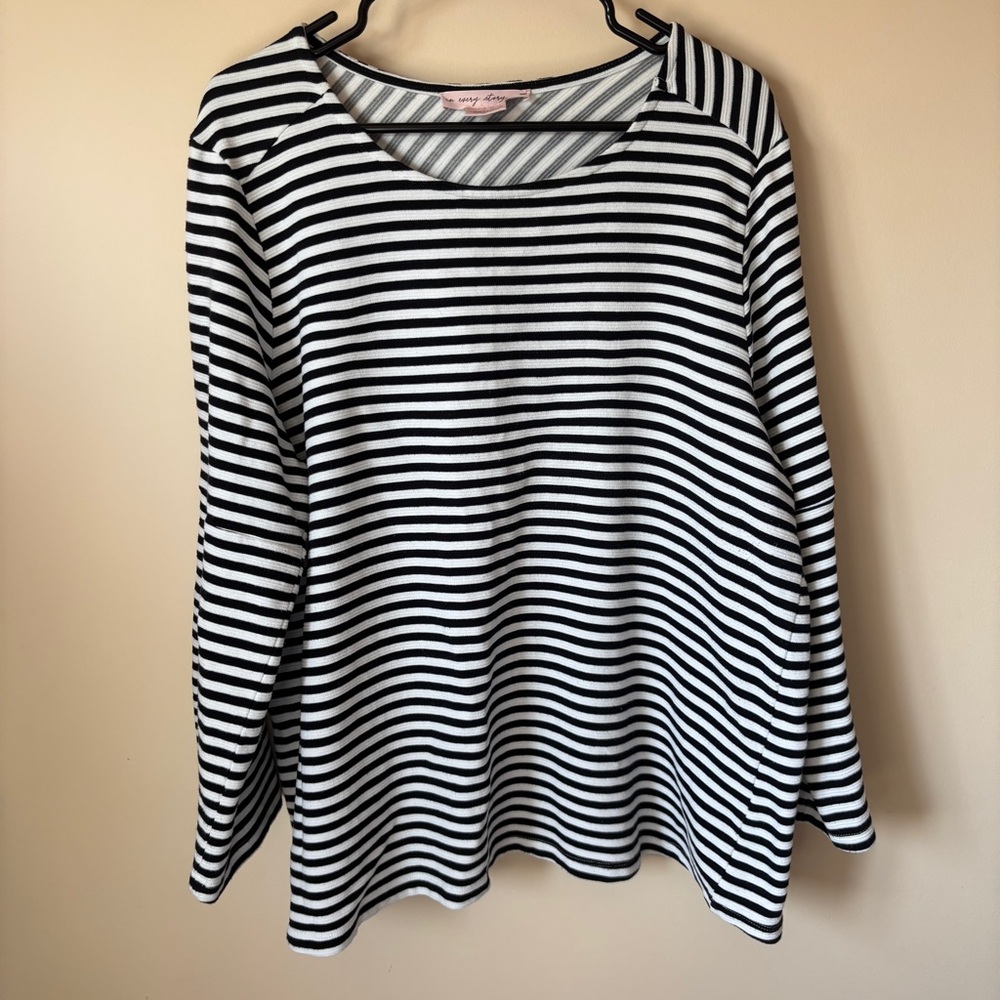Penningtons “In Every Story” Black & White Stripes Long Sleeve Flared Sleeves